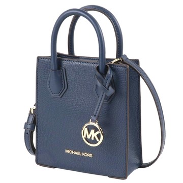 【Michael Kors】皮革琴譜手提斜背二用包(小)-深藍色