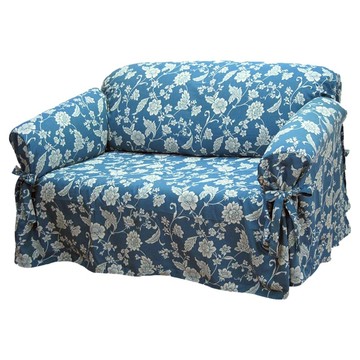 Cotton Field 棉花田傢飾 雙茶花雙面提花兩用沙發便利套-藍色  1個  單人