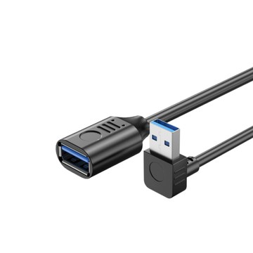MoZuo 高速傳輸 USB3.0 公對母 數據連接延長線 黑 上彎頭 5M