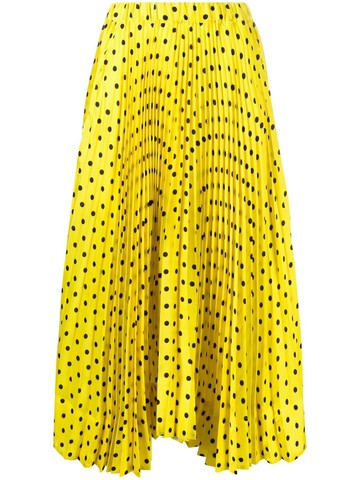 Plan C - polka-dot print pleated midi skirt - women - Polyester/Cotton - 42 - Yellow
