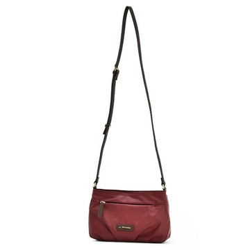 LA BAGAGERIE 字母印斜背包（酒紅）_廠商直送