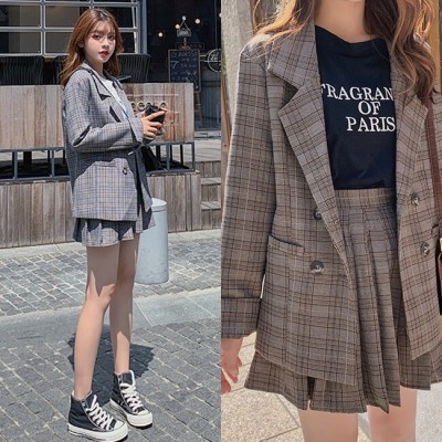 チェック セットアップ レディース ジャケット 春服 冬服 レディース