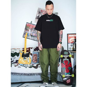 來福葉店俱樂部T恤短袖tee美式嘻哈說唱小領西海岸寬松街頭文化衫