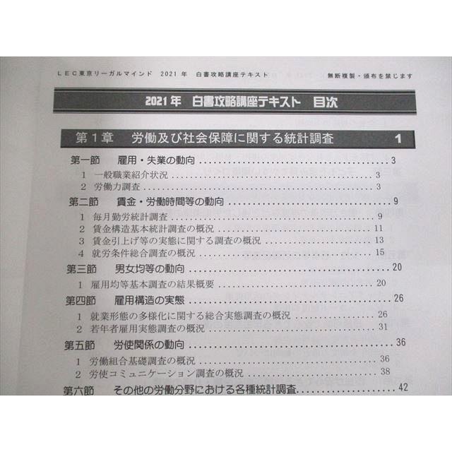 US11-008 LEC東京リーガルマインド 社会保険労務士 白書 改正法攻略講座 講義テキスト レジュメ 2021年合格目標 計2冊 27S4D