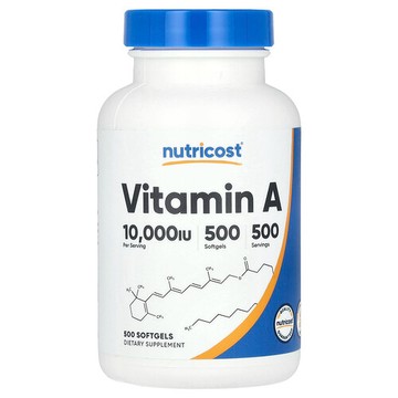 Nutricost, 維生素 A，10,000 國際單位，500 粒軟膠囊