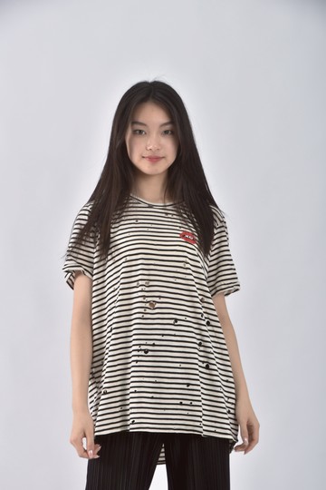 (S) lauren moshi棉質破洞白色短袖上衣