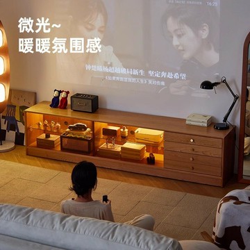 台灣公司貨 免運 可開票 收納櫃 電視櫃 地櫃 儲物櫃 櫻桃木電視機柜家用客廳簡約巖板實木落地電視柜