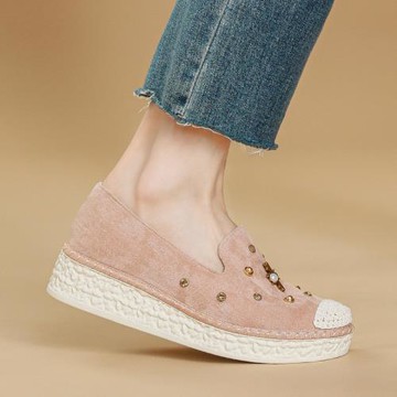 中跟單鞋女2026新款春秋季厚底小香風漁夫鞋軟底坡跟一腳蹬樂福鞋