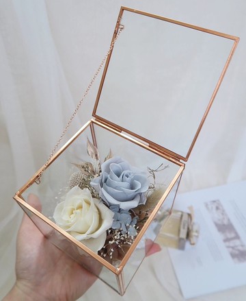 【客製化禮物】永生玻璃花盒－【莫莫守候】 | 情人節禮物/乾燥花