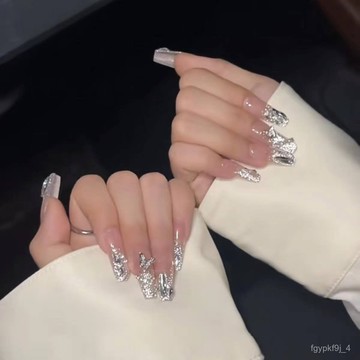 👑可可指藝👑現貨 隔日達【爆閃蝴蝶】手工穿戴甲 中梯美甲貼片 爆閃穿戴甲  貓眼美甲片 顯白穿戴甲 長方形穿戴甲