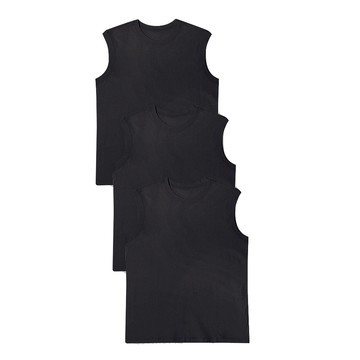 Base Alpha Essential 中性透氣純棉無袖T恤 3件組  M  黑色