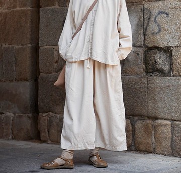 復古文青 絲棉植物染長褲