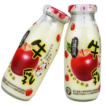 高屏羊乳 台灣好系列-SGS玻瓶蘋果調味牛奶200mlx30瓶