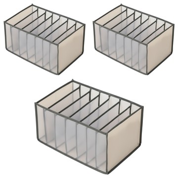 小麥購物 透氣多格收納盒 內褲 L2027  透明色 + 灰色  3個  36 x 25 x 20cm