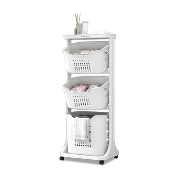 【Mr.box】北歐風雙向取物三層洗衣分類收納籃-附輪三層