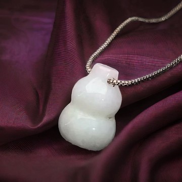【福祿】白翡翡翠葫蘆項鍊 | 天然緬甸玉翡翠A貨  | 送禮