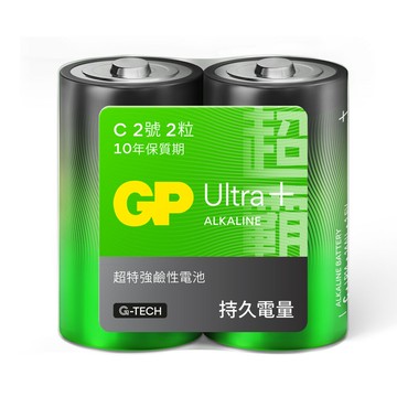 【超霸GP】2號(C)黑ULTRA PLUS超特強鹼性電池2粒/24粒裝(收縮膜裝1.5V鹼性電池)