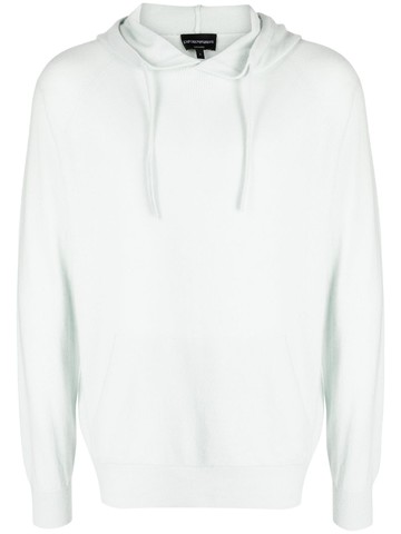 Emporio Armani - logo-embroidered hoodie - men - Cashmere - XL - Green