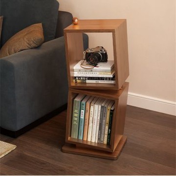 【新川】80公分雙層收納創意實木邊幾