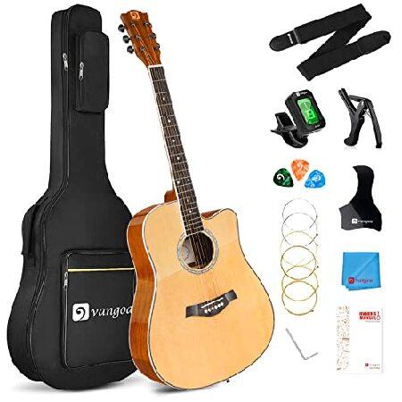 Vangoa Acoustic Guitar, Full Size 41 Inch Acoustic Guitar Cutaway Bundle Kit with Gig Bag Tuner Capo for Beginners Adults Teens, Natural