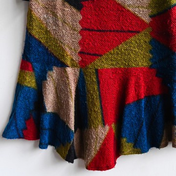 【蛋植物古著】色塊拼圖毛料魚尾古著洋裝