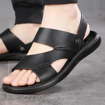 大碼涼鞋男真皮夏季45寬腳肥46拖鞋兩用47外穿48軟底中年人爸爸鞋