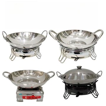 不銹鋼特厚鍋仔小干鍋小龍蝦鍋固體液體酒精爐飯店家用小起起