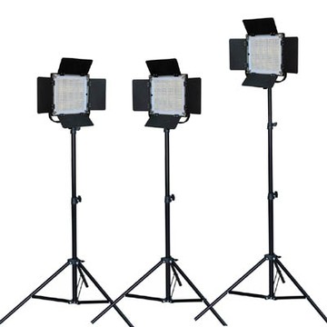 FotoOne LED600A可調色溫攝影燈三燈組附燈架平板攝影燈直播燈四葉片影視燈持續燈可裝電池外拍燈高顯色攝影燈