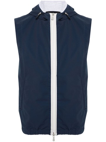 Eleventy - hooded zip-up gilet - men - Cotton/Cotton/Polyurethane - 58 - Blue
