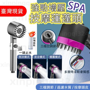 現貨速發德國 強勁增壓+濾芯 花灑蓮蓬頭 增壓花灑 沐浴洗澡 浴室 三段出水 淋浴蓮蓬頭 SPA 手持按摩花灑 一鍵止水