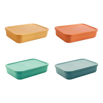 【dayneeds】Q萌撞色系附蓋收納盒 L號 三入 四色可選橙色