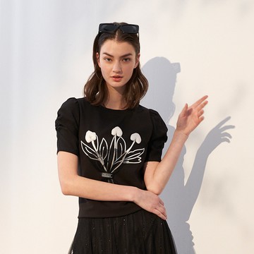 CLL巧玲瓏 立體花束甜美公主袖上衣 7173001