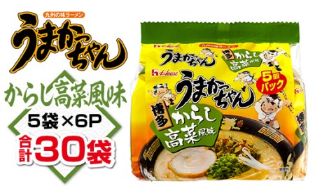 うまかっちゃん からし高菜風味 合計30袋（5袋×6P）ラーメン とんこつラーメン とんこつ 袋ラーメン　TY024