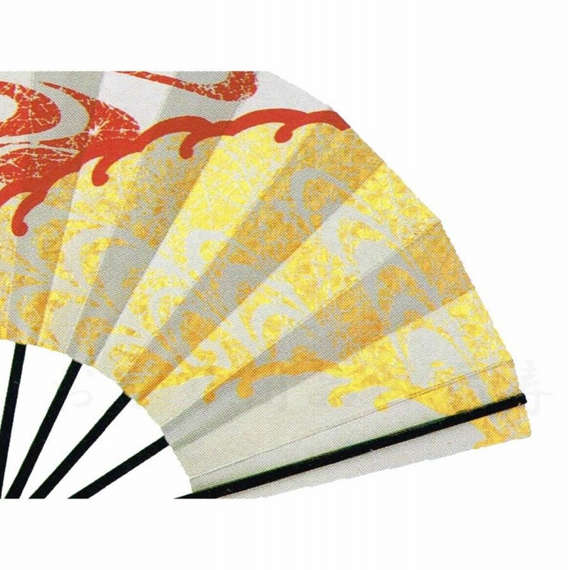 舞扇子 日本舞踊、踊り用 29cm 金光彩箔、赤、白 黒塗骨 京扇子