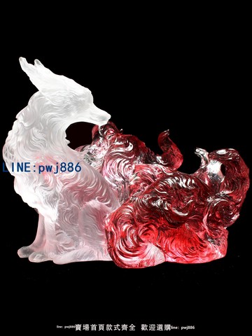 【台灣公司 可打統編】如鴻彩色古法琉璃擺件九尾狐動物造型水晶狐貍家居桌面小飾品狐仙