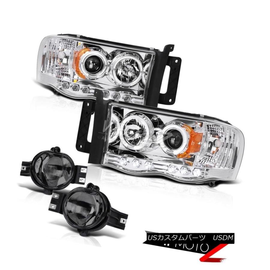 テールライト 02-05 Ram Black Halo Projector Headlights Red Clear