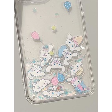 可愛卡通玉桂狗大耳狗適用iphone16pro手機殼蘋果17新款14promax女15流沙閃粉透明13全包邊防摔軟殼保護套潮