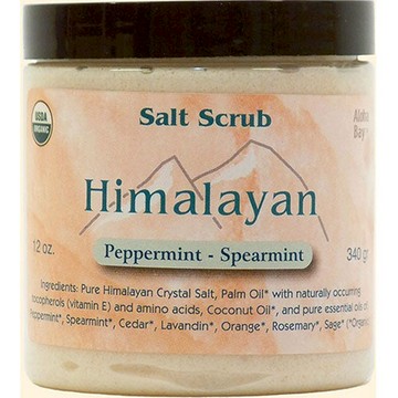 Himalayan Salt Body Scrub Organic PeppermintSpearmint 12 oz by Aloha Bay