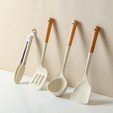 YUNMI 不沾鍋專用廚具4件組  1套  鍋鏟 32 x 8cm + 煎鏟 32 x 8cm + 湯勺 33 x 9cm + 牛排夾 26 x 3.5cm