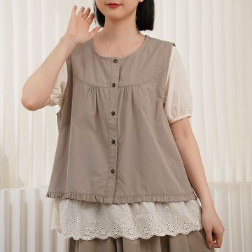 文藝木耳花邊開衫背心121395C