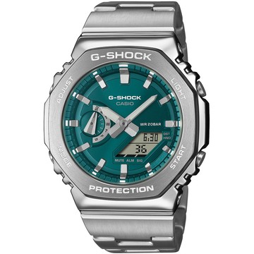 CASIO G-SHOCK 全金屬八角造型計時錶/藍綠/GM-2110D-3A1