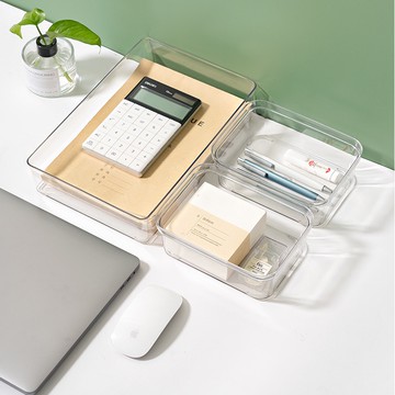 台灣現貨🔥透明抽屜收納盒 多用途收納盒 日式桌面收納盒 分隔收納盒 組合收納盒 桌上收納 餐具收納盒 抽屜收納盒