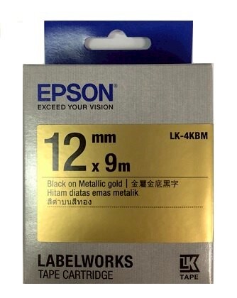 EPSON LK-4KBM S654422標籤帶 金銀系列-金底黑字12mm