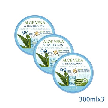 2+1心意加倍【isLeaf】韓國蘆薈保濕凝凍300ml-玻尿酸，共3入