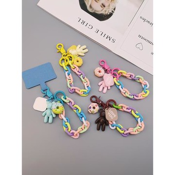 手機掛繩小熊吊墜掛飾手提鏈條精致掛件卡通飾品女款手機殼防丟吊繩通用