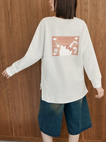 玩轉百tee．KITTY環島台灣內刷毛開衩長版大學T