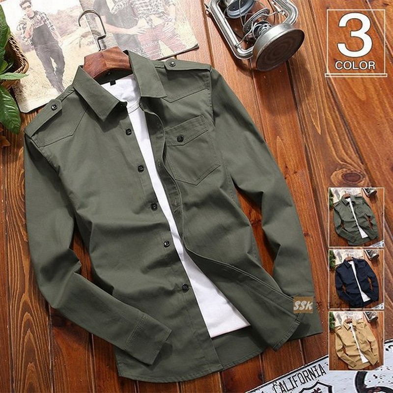 ミリタリーシャツ メンズ 秋服 シャツ 長袖シャツ カジュアルシャツ トップス メンズシャツ スリム 秋 通販 Lineポイント最大0 5 Get Lineショッピング