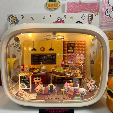 {可刷卡 打統編}蠟筆小新手辦擺件小新咖啡館餐廳盲盒食玩公仔擺件送女生生日禮物