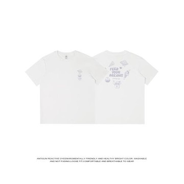 夏季230g新品印花T恤男潮流日系圓領寬松短袖純棉打底上衣衫批發