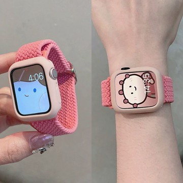 台灣/✨适用Apple苹果SE手表iwatchSE109Ultra8765432表带滑扣编织尼龙女